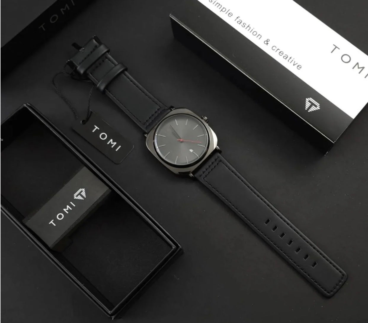 TOMI ORIGINAL |BLACK EDITION | PREMIUM LEATHER STRAPS | WITH COMPLETE PACKAGING | WORKING