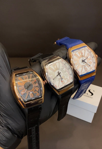 FRANK MULLAR | METAL CASE | PREMIUM LEATHER STRAPS | DATE WORKING | HEAVY WEIGHT