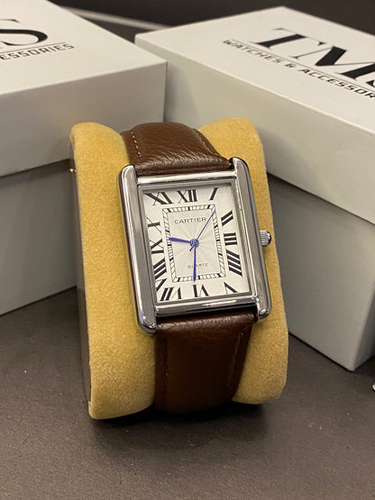 CARTIER TANK | METAL CASE | PREMIUM QUALITY LEATHER STRAP