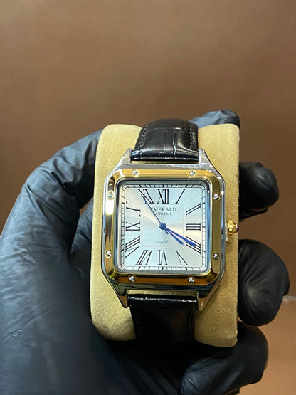 EMERALD SUPREEM | CARTIER STYLE | OLD MONEY DESIGN | PREMIUM LEATHER STRAP | QUARTZ MOVEMENT | METAL CASE