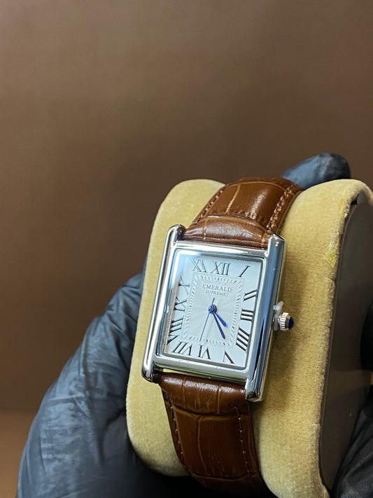 EMERALD SUPREEM | CARTIER STYLE | TANK DESIGN | PREMIUM LEATHER STRAP | QUARTZ MOVEMENT | METAL CASE