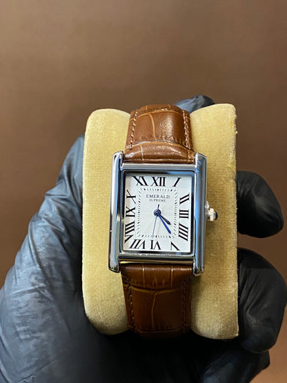 EMERALD SUPREEM | CARTIER STYLE | TANK DESIGN | PREMIUM LEATHER STRAP | QUARTZ MOVEMENT | METAL CASE