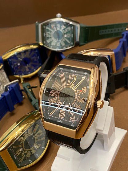 FRANK MULLAR | METAL CASE | PREMIUM LEATHER STRAPS | DATE WORKING | HEAVY WEIGHT