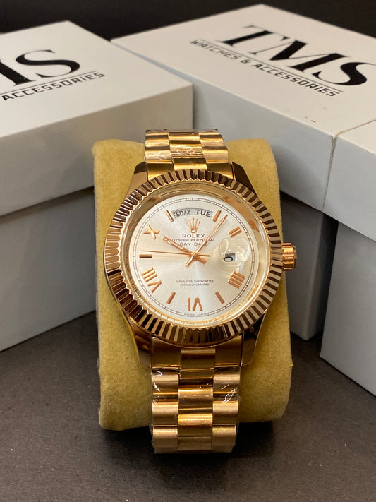 ROLEX ROSE GOLD EDITION | STAINLESS STEAL | DAYNDATE WORKING |