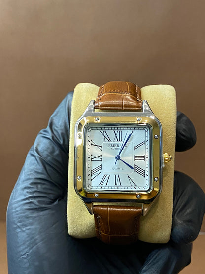 EMERALD SUPREEM | CARTIER STYLE | OLD MONEY DESIGN | PREMIUM LEATHER STRAP | QUARTZ MOVEMENT | METAL CASE