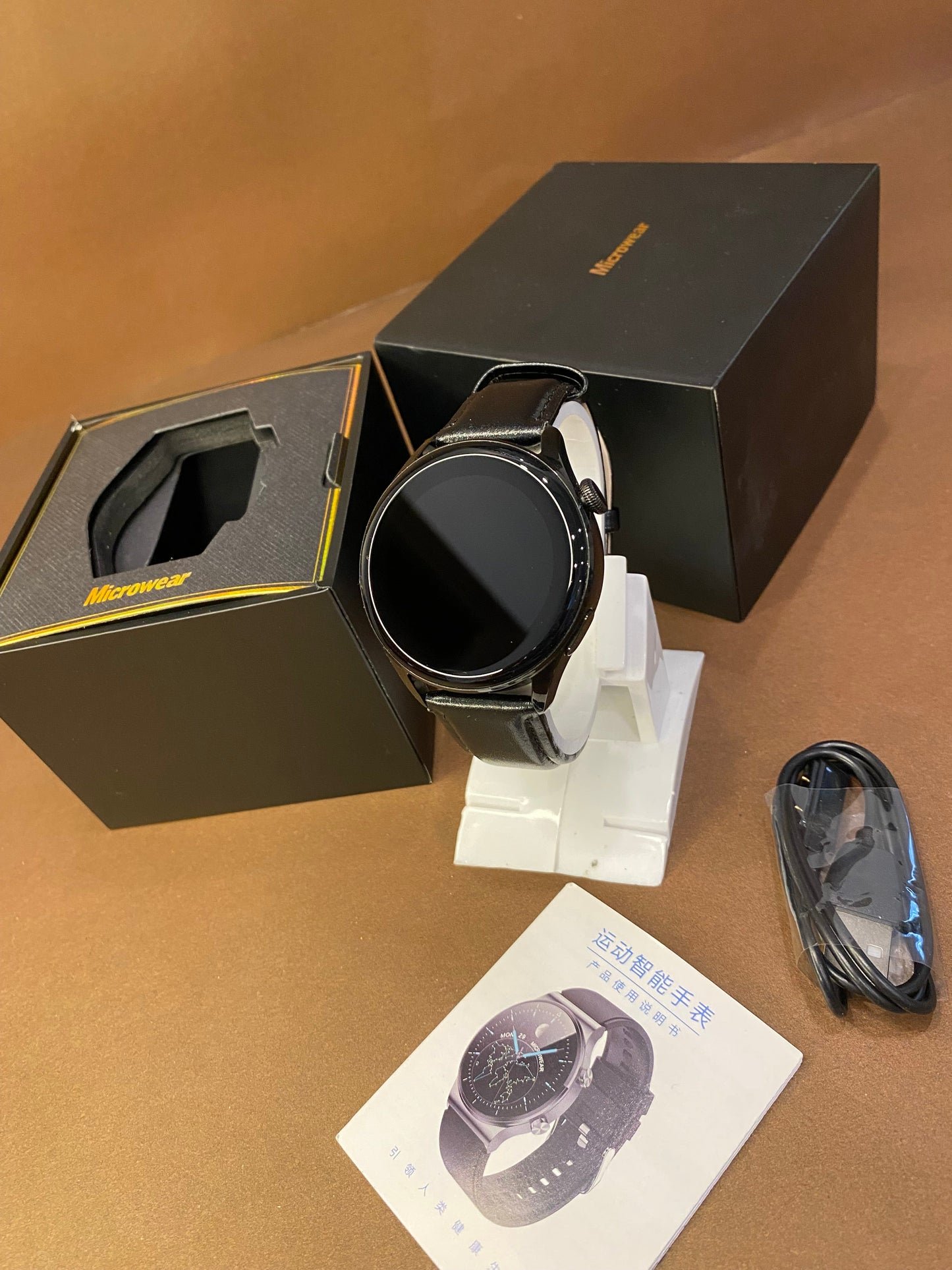 Microwear GT4 – Round Dial Smartwatch With Orignal Box & Free Extra Strap