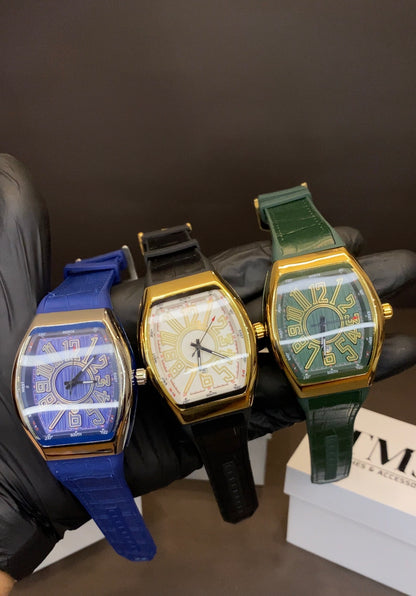 FRANK MULLAR | METAL CASE | PREMIUM LEATHER STRAPS | DATE WORKING | HEAVY WEIGHT