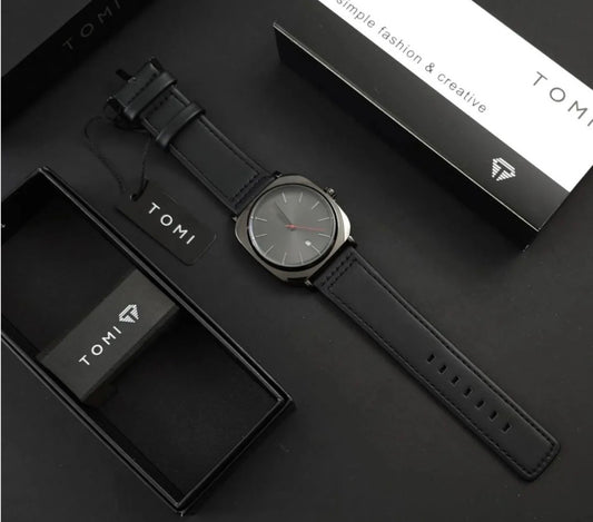 TOMI ORIGINAL |BLACK EDITION |  PREMIUM LEATHER STRAPS | WITH COMPLETE PACKAGING | WORKING