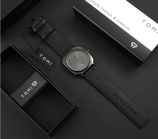 TOMI ORIGINAL |BLACK EDITION |  PREMIUM LEATHER STRAPS | WITH COMPLETE PACKAGING | WORKING
