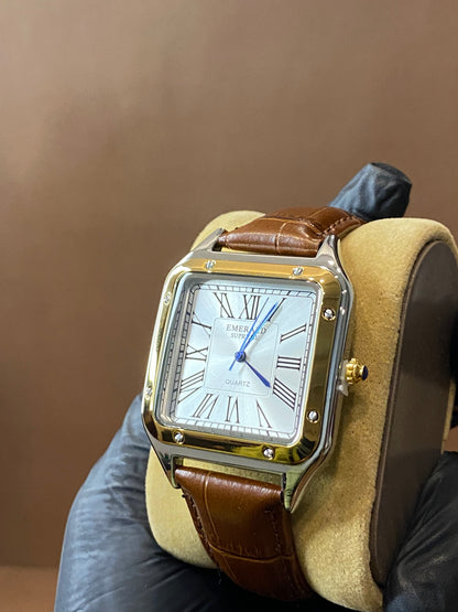 EMERALD SUPREEM | CARTIER STYLE | OLD MONEY DESIGN | PREMIUM LEATHER STRAP | QUARTZ MOVEMENT | METAL CASE