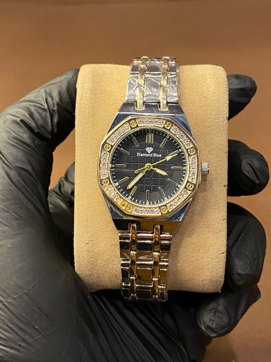 DIAMOND BLUE | LADIES WATCH | TWO TONE WITH BLACK DIAL|