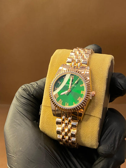 DIAMOND BLUE | LADIES WATCH | ROSE GOLD WITH GREEN DIAL |