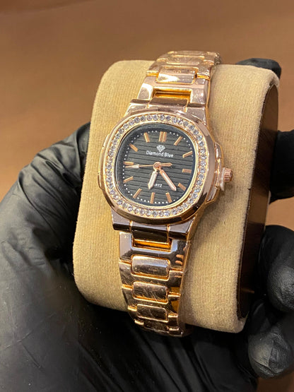 DIAMOND BLUE | LADIES WATCH | ROSE GOLD WITH BLACK DIAL |